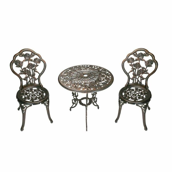 Bbq Innovations 23.5 in. Rose Bistro Cast Aluminum Top Table - Antique Bronze, 3 Piece BB3115963
